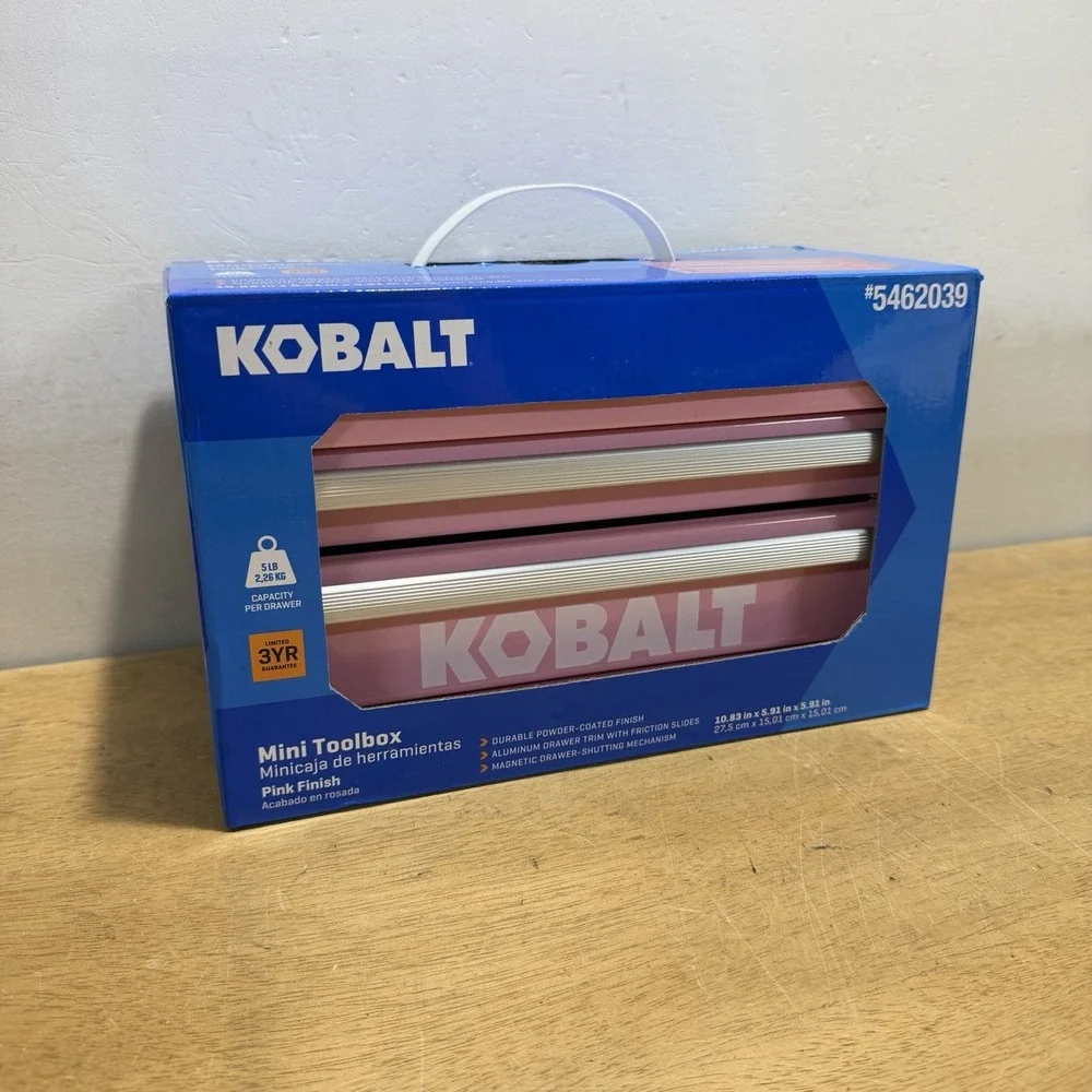Kobalt Mini 2 Drawer Tool Box Pink Metal Makeup Storage Case 54422 NEW